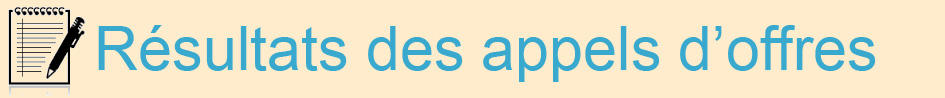 Résultas des apllels d'offres 2018